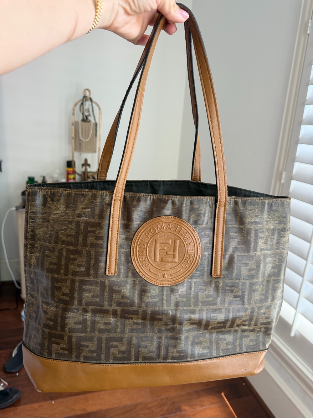 Fendi Brown Monogram Tote with Tan Trim